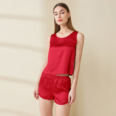 Damen Seiden-Camisole-Set, Tank- und Shorts-Set, Seiden-Nachtwäsche